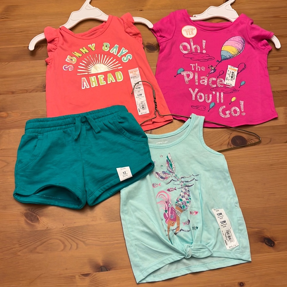 3 12 months tanks/ tee and one shorts all new